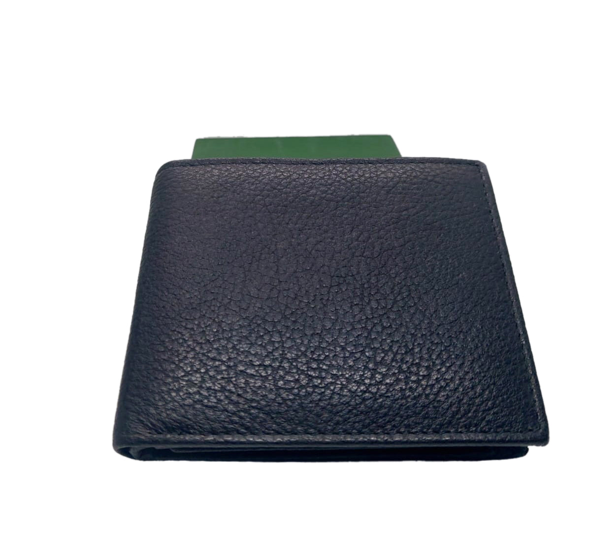 Black leather wallet on a white background