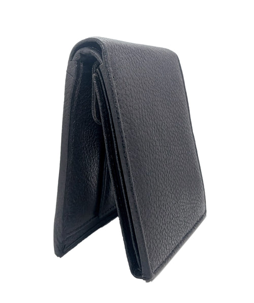 Full-grain tan leather men's wallet with hand-stitched detailing
