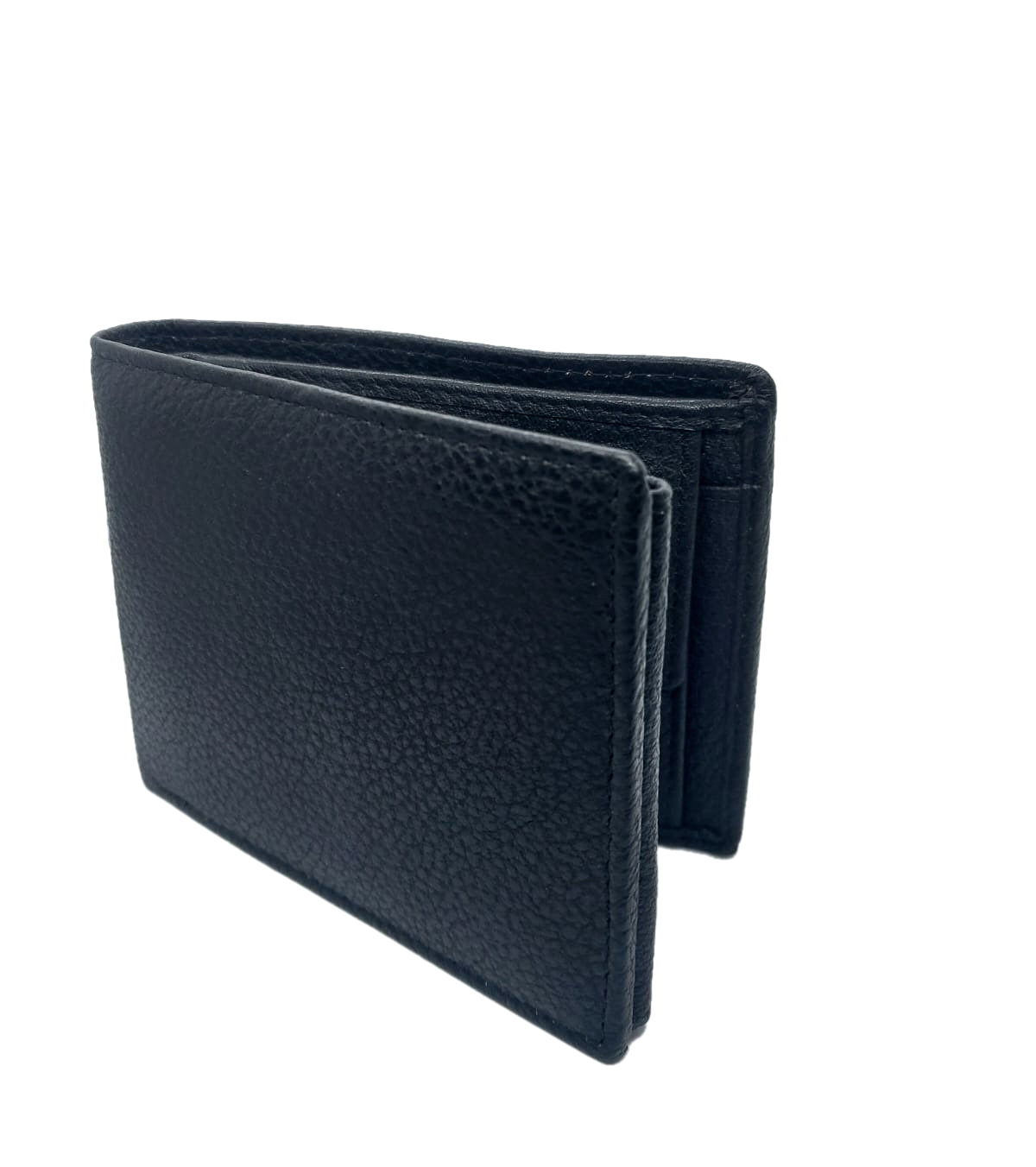 Black leather wallet on a white background